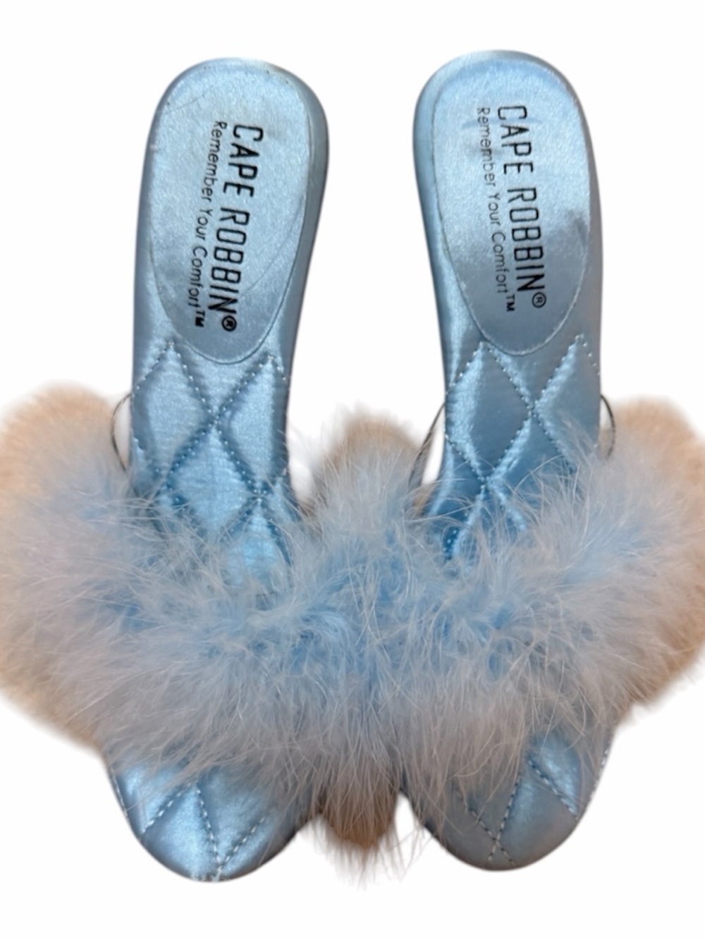 Cape Robbin Light Blue Feather Slide Sandals